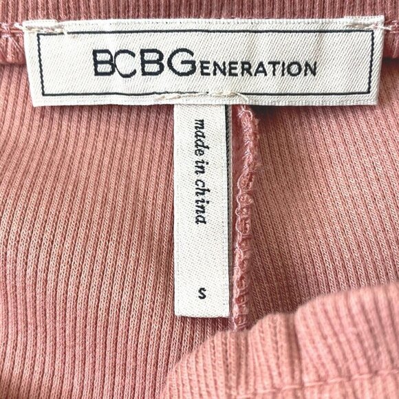 BCBGeneration Womens Rib Knit Short size Small Pull On Elastic Waist Mauve Pink - Picture 9 of 12